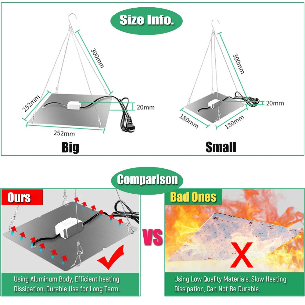 LED Plant Grow Light 1000W/2000W Full Spectrum Hydroponic