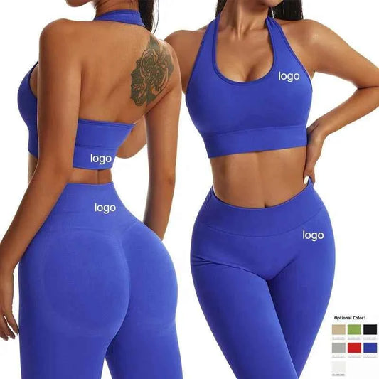 Leggings Yoga Set for Women - Seamless Bra Top and Scrunch Leggings Fitness Sport Suit