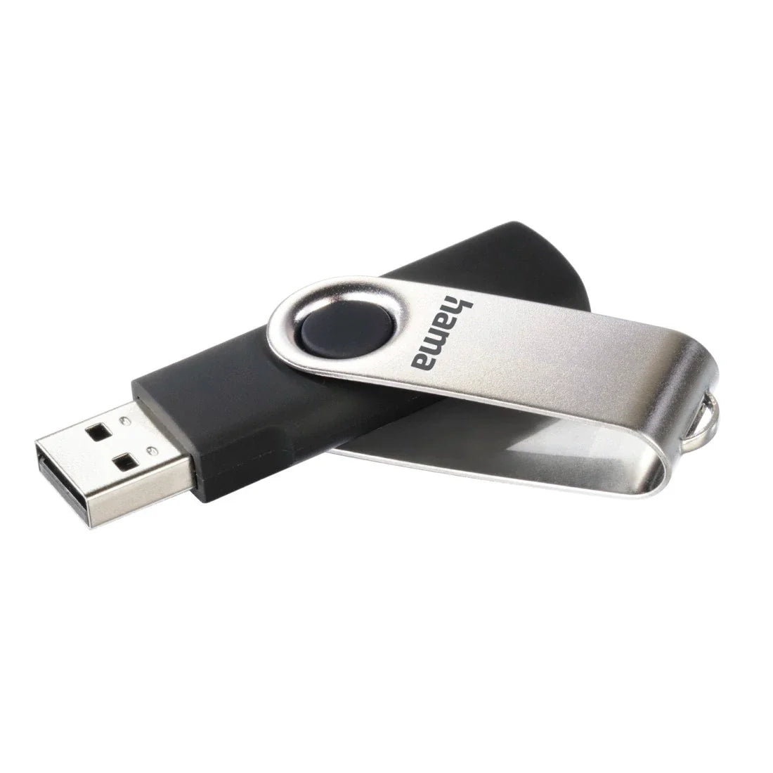 Hama Rotate 8GB USB Flash Drive, Rotating Cap, Black Silver