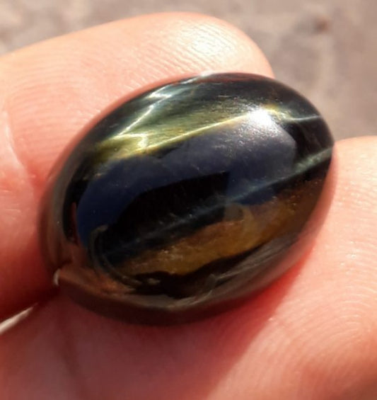 22.8ct Hawk's Eye Cabochon , Falcon's Eye, Blue Tiger's Eye, Blue Asbestos - 20x15mm