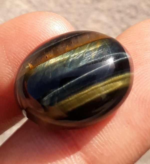 22.2ct Hawk's Eye Cabochon , Falcon's Eye, Blue Tiger's Eye, Blue Asbestos - 20x15mm