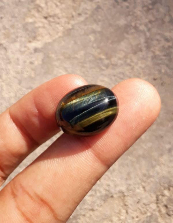 22.2ct Hawk's Eye Cabochon , Falcon's Eye, Blue Tiger's Eye, Blue Asbestos - 20x15mm