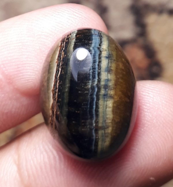 23.3ct Hawk's Eye Cabochon , Falcon's Eye, Blue Tiger's Eye, Blue Asbestos - 20x15mm