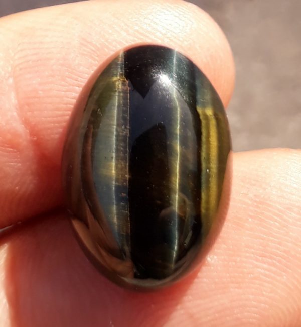 14.6ct Hawk's Eye Cabochon , Falcon's Eye, Blue Tiger's Eye, Blue Asbestos - 13x18mm