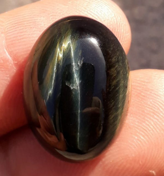 22.2ct Hawk's Eye Cabochon , Blue Tiger's Eye, Blue Asbestos - 20x15mm