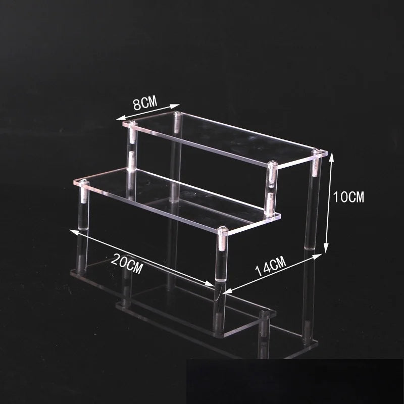 Acrylic Riser Display Stand Perfume Organizer Shelves for Amiibo Funko Figures Toys Cupcake Desserts Collection Cosmetic Jewelry