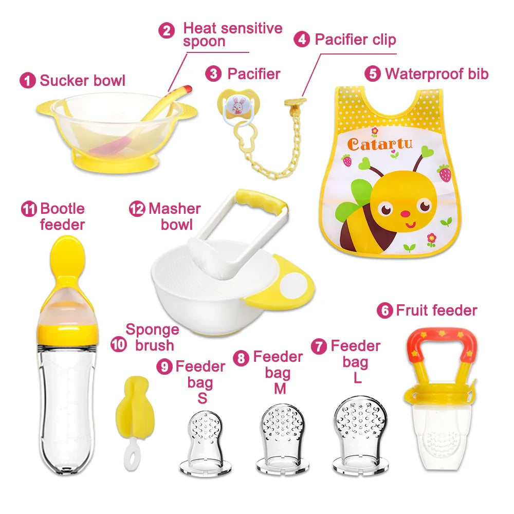 Bimirth Baby Fruit Feeder Bottle Spoon Food Masher Tools Teether Pacifier Combo Set 12pcs