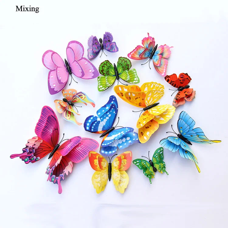 12Pcs Double Layer 3D Butterfly Wall Stickers