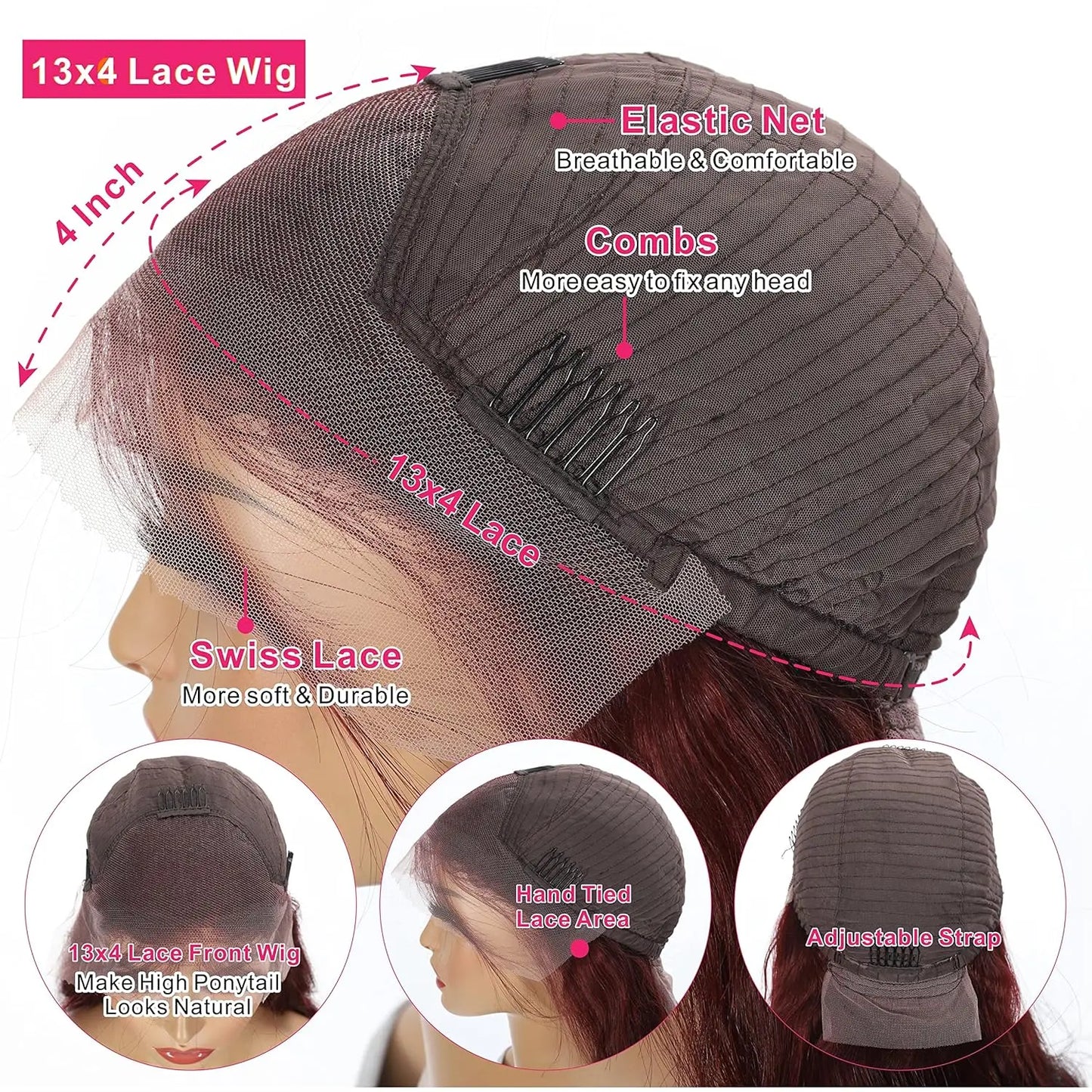 Pre Plucked Raw Brazilian ReddishBrown Body Wave 13x4 HD Glueless Lace Front Wig Human Hair Lace Frontal Wigs for Black Women