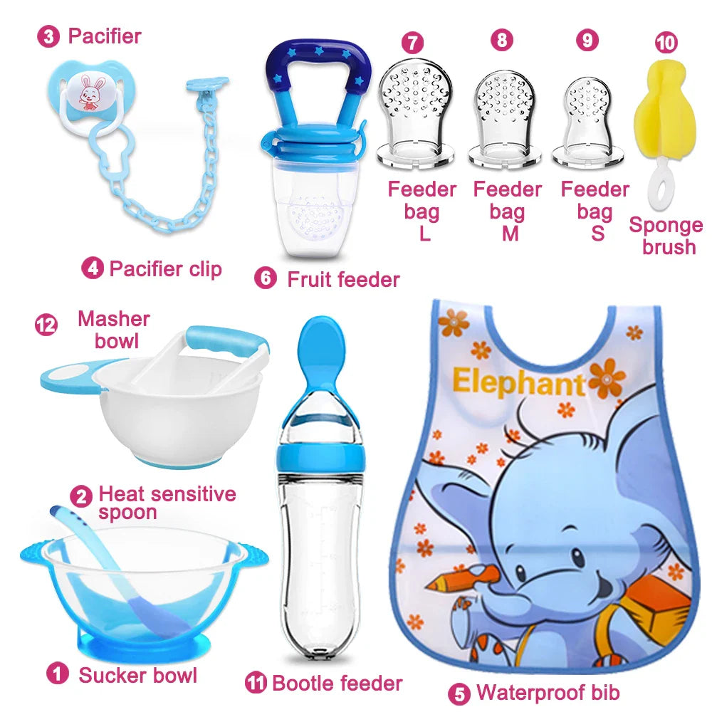 Bimirth Baby Fruit Feeder Bottle Spoon Food Masher Tools Teether Pacifier Combo Set 12pcs