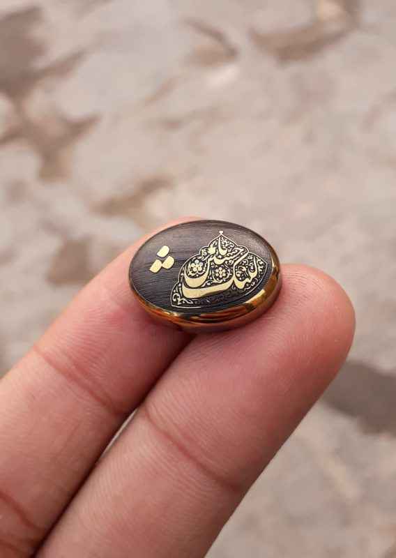 27ct Hematite Cabochon- Hadeed Stone - Engraved Hadeed Cheeni Cabochon - 21x16mm