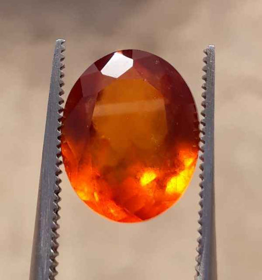 5.7ct Hessonite Garnet - Natural Faceted Hessonite Gem - 12.3x10mm