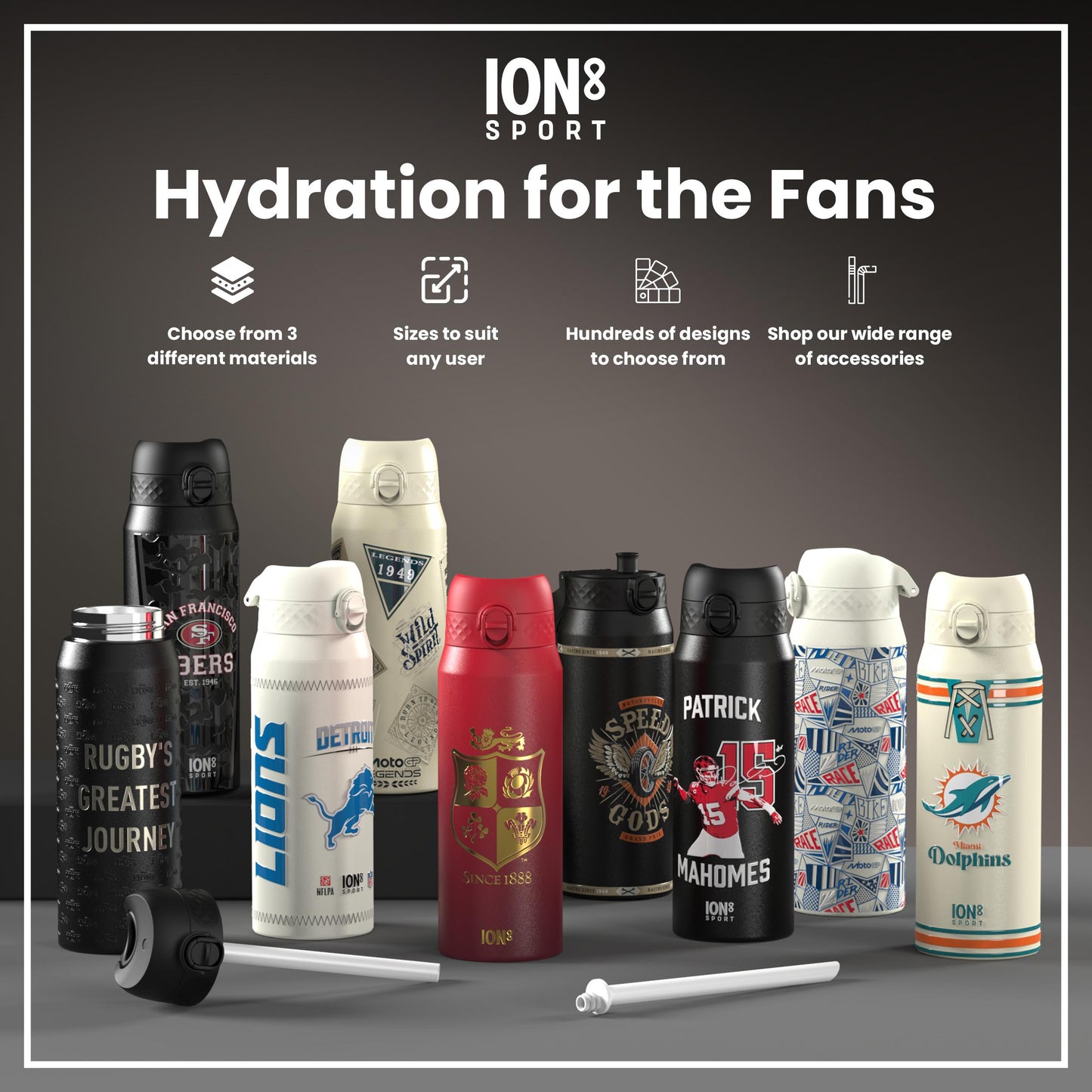 NFL x ION8 Insulated Steel Water Bottle, NFL Cardinals, 750ml (24oz)