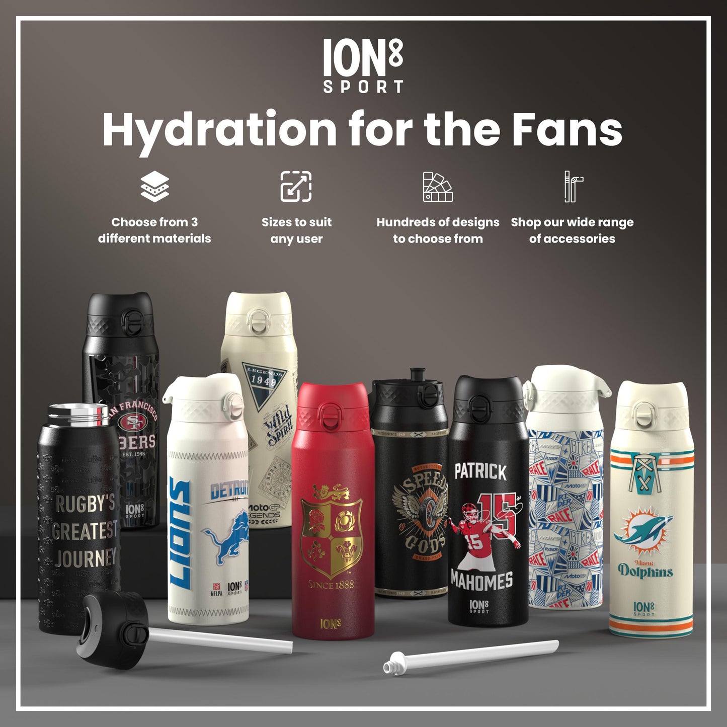 NFL x ION8 Insulated Steel Water Bottle, NFL Jaguars, 750ml (24oz)
