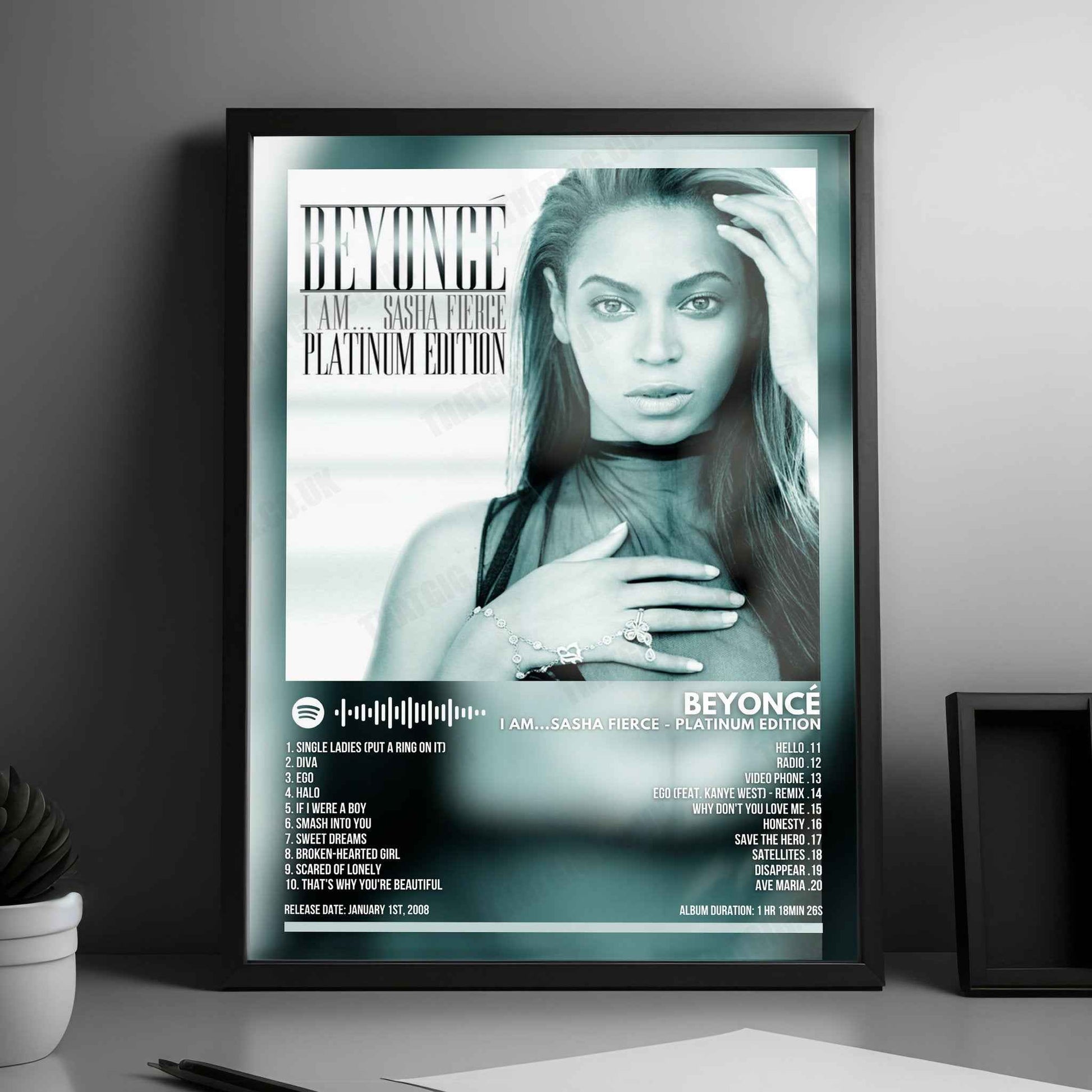 Beyoncé "I Am... Sasha Fierce (Platinum Edition)" Album Cover Poster - with Complete Tracklist