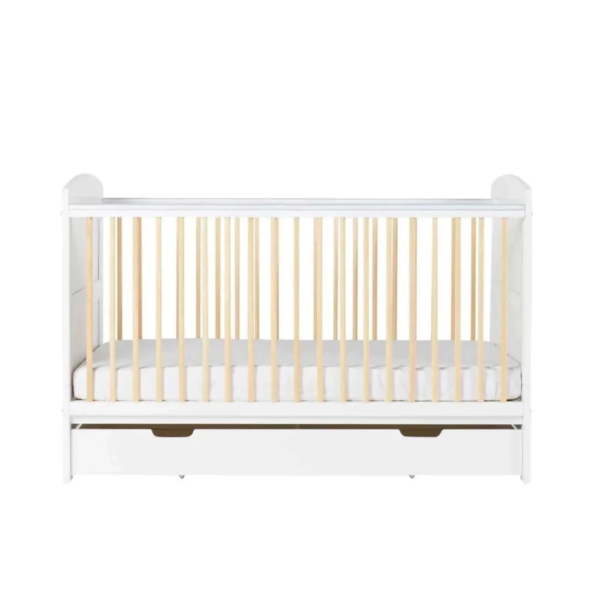 Ickle Bubba Coleby Scandi Cot Bed with Under Drawer Scandi White - Fibre Mattress