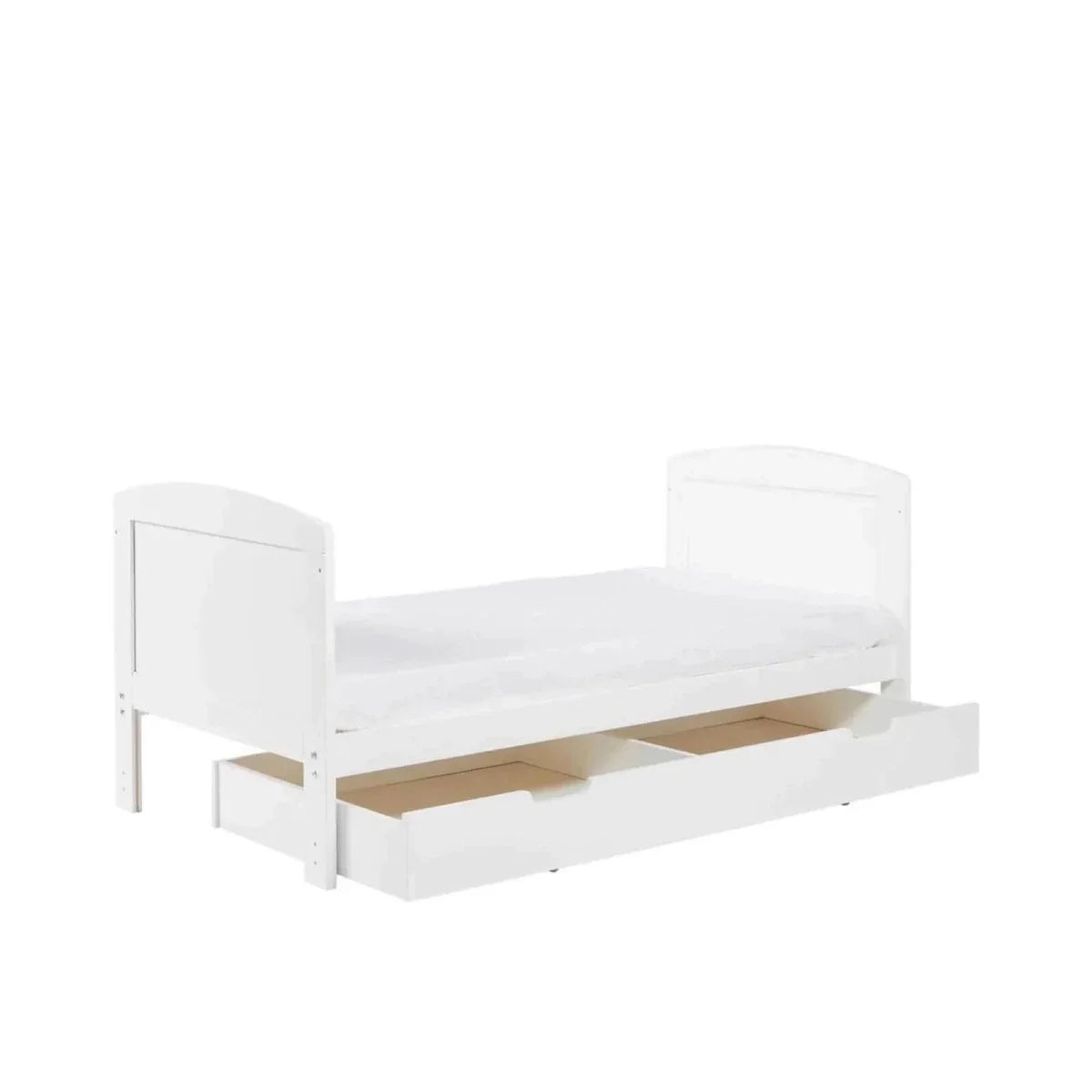 Ickle Bubba Coleby Scandi Cot Bed with Under Drawer Scandi White - Premium Pocket Sprung Mattress