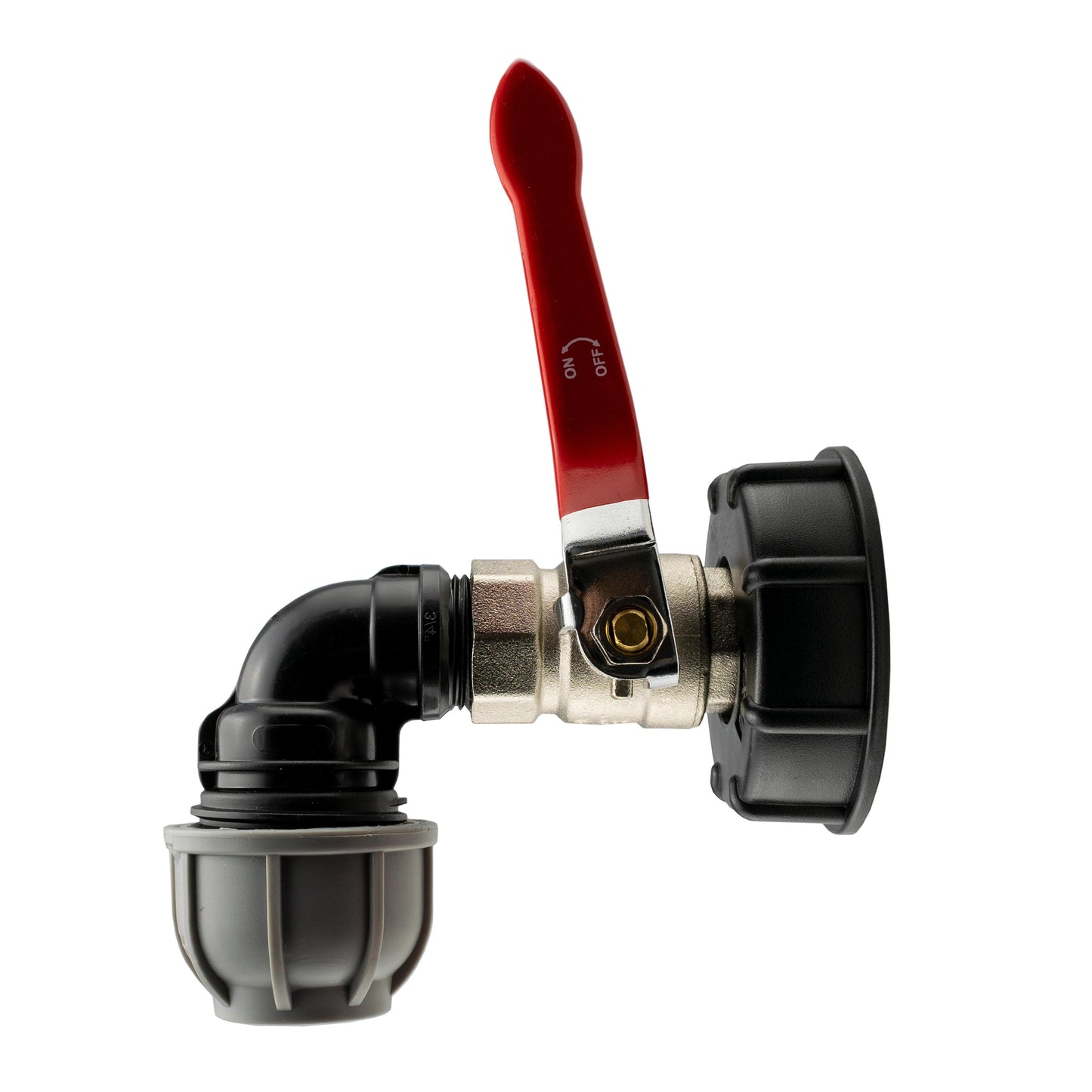 IBC 2 S60X6 Cap with Lever Valve and 20mm MDPE Elbow for Drip Irrigation Fitting