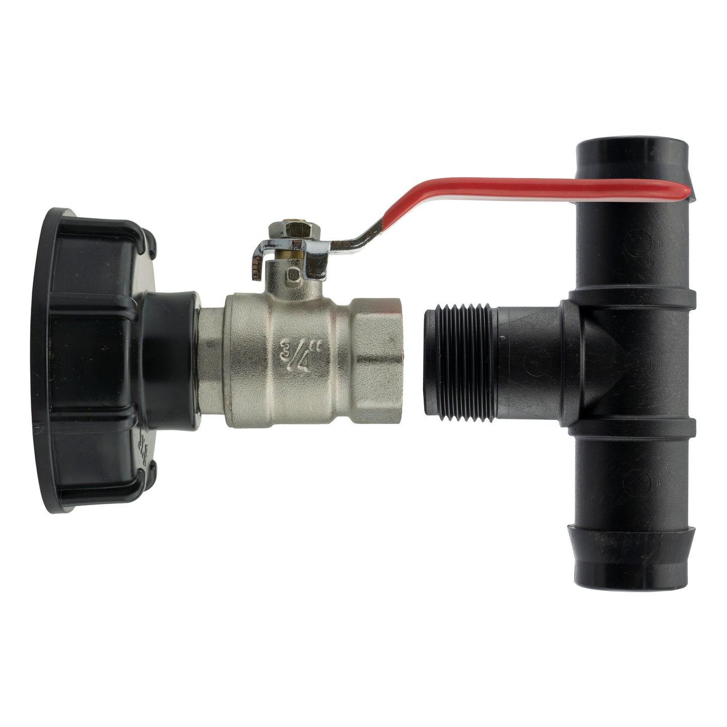 IBC 2 S60X6 Cap with Lever Valve and 25mm Barbed Tee for Drip Irrigation Fitting