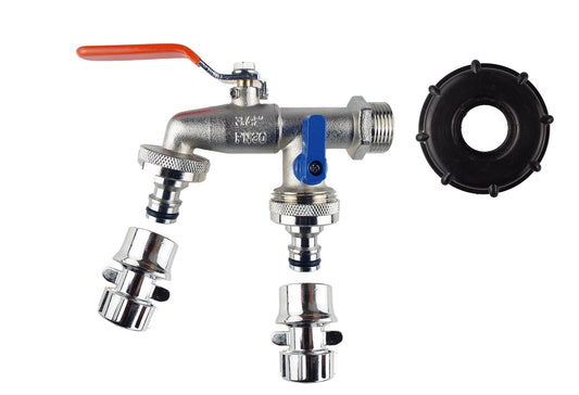 IBC 2 S60X6 Cap with Quick Connect Double Tap and Hose Connectors Tap Adapter
