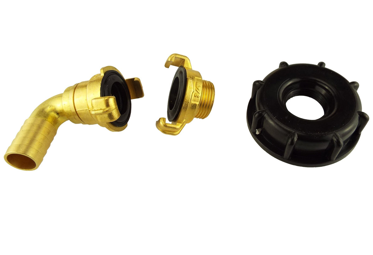 IBC 2 S60X6 Cap with Geka Type Fittings 13mm Barb Swivel Elbow Hose Pipe Fitting