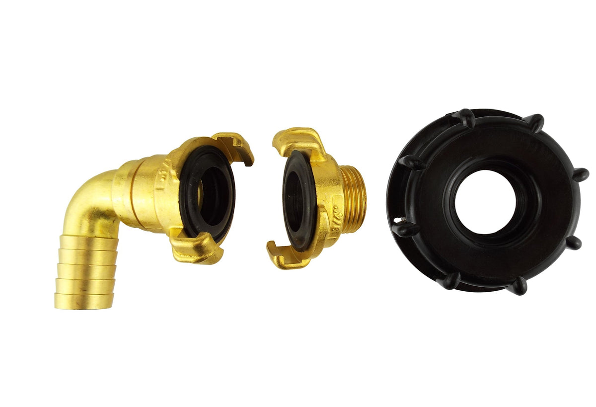 IBC 2 S60X6 Cap with Geka Type Fittings 13mm Barb Swivel Elbow Hose Pipe Fitting