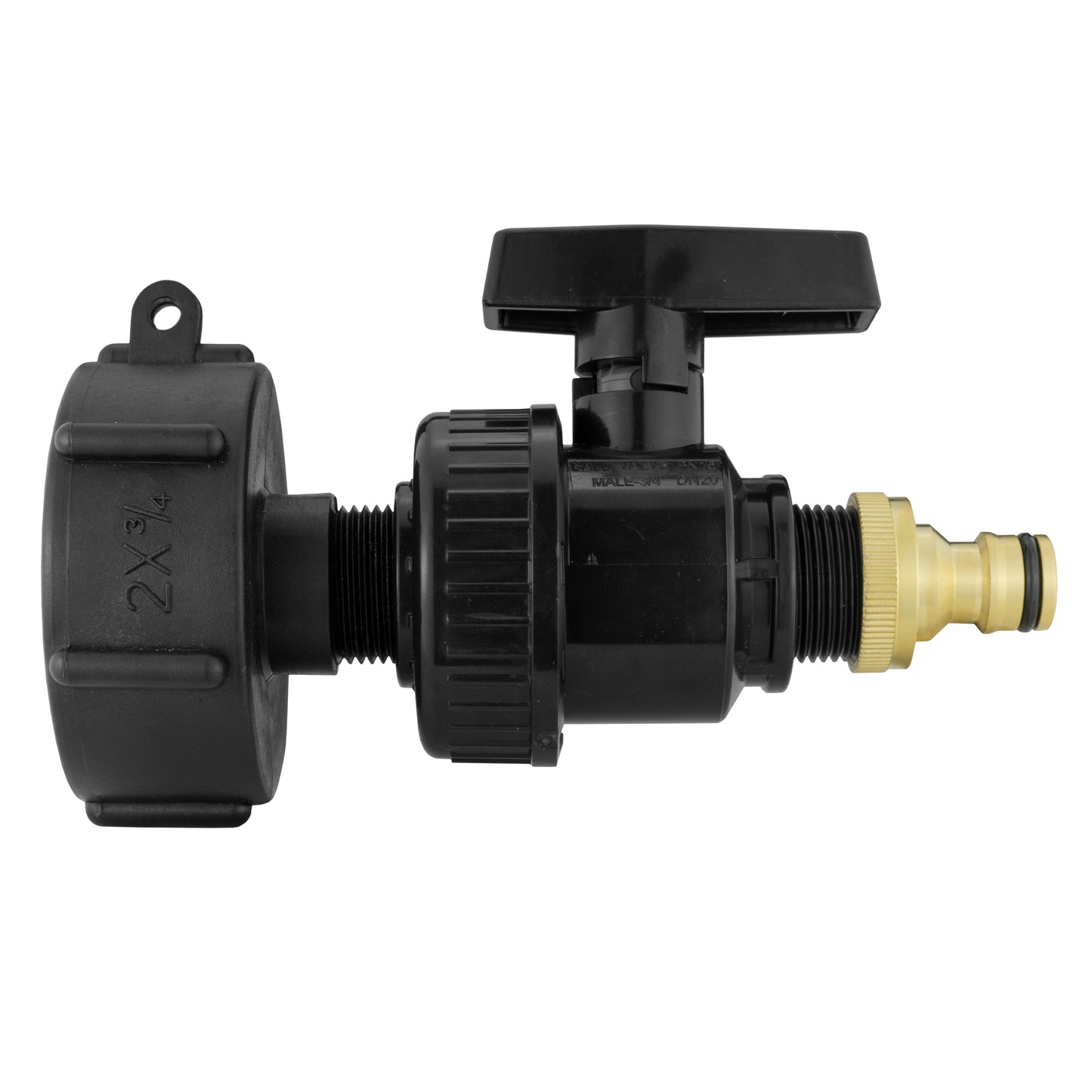 IBC 2 S60X6 Cap with Large Plastic Valve and Quick Connect Brass Fitting