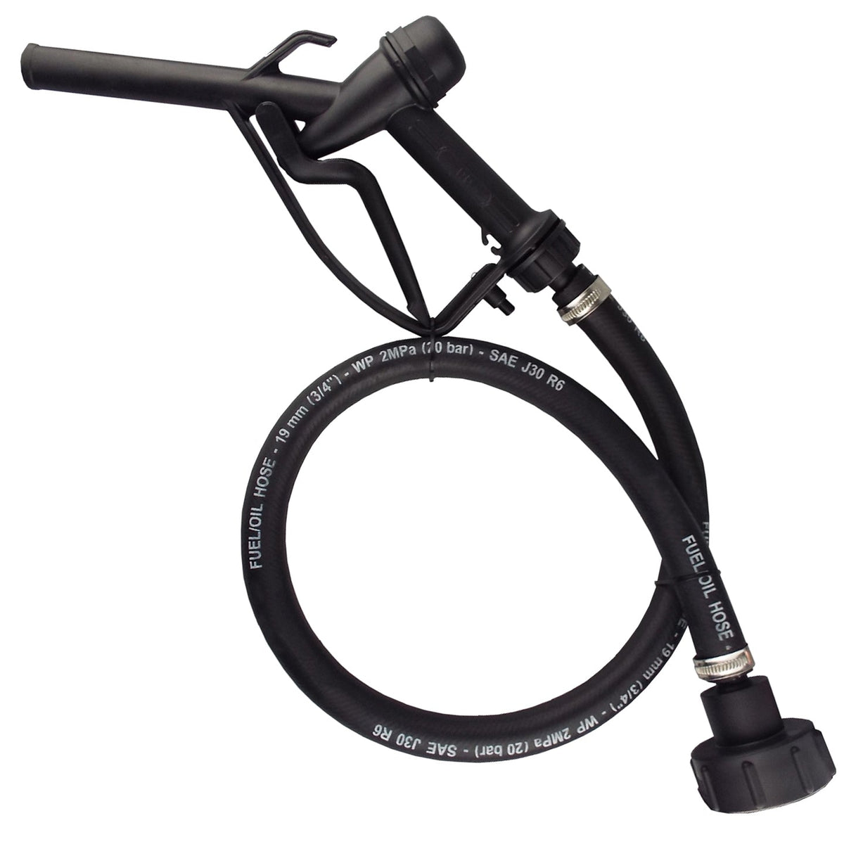 Fuel Gun with 1in Rubber Hose and Tank Adaptor Set Water Connector Car Accessory