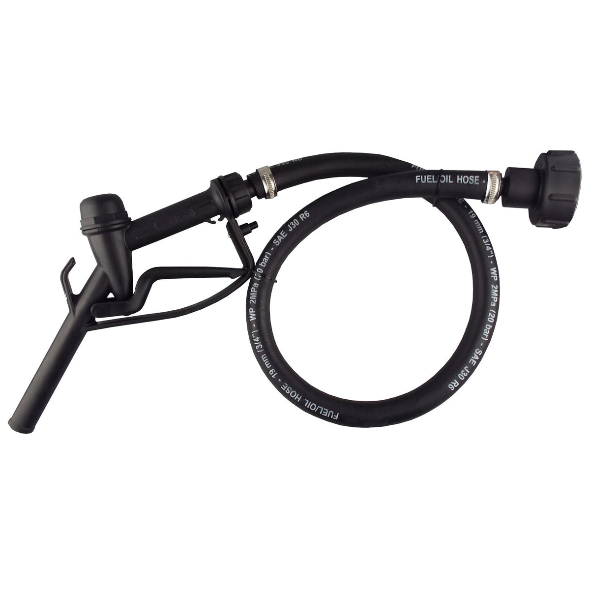 Fuel Gun with 1in Rubber Hose and Tank Adaptor Set Water Connector Car Accessory