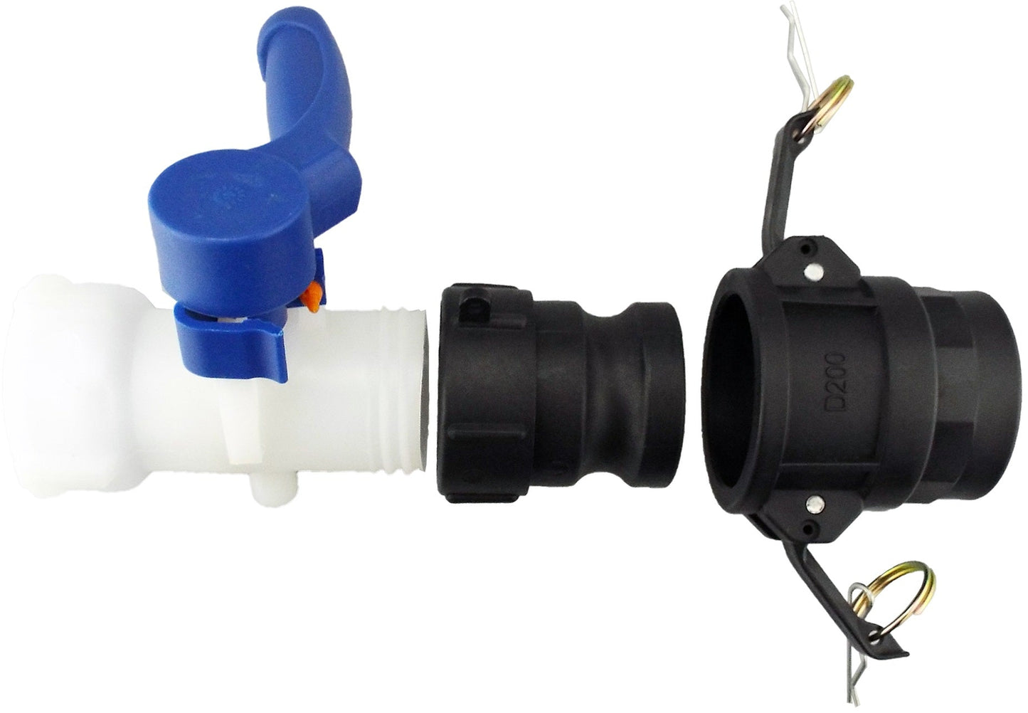 IBC 2 S60X6 Valve with IBC S60X6 - 2 Camlock Fitting and 2 BSP Type D Camlock