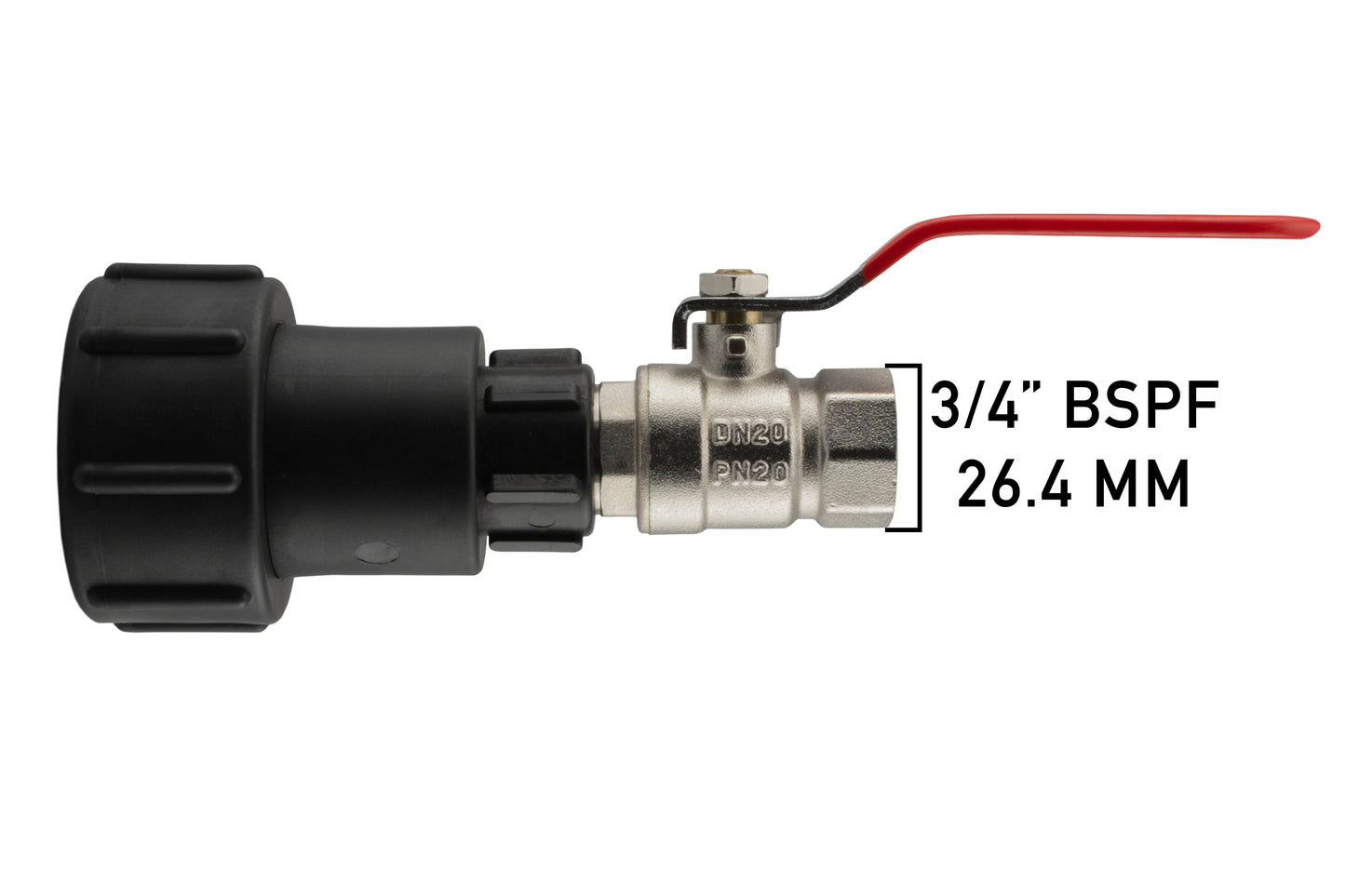 IBC 2 S60X6 - 3/4in BSPF Extender Adaptor with 3/4 BSPM-F Lever Valve