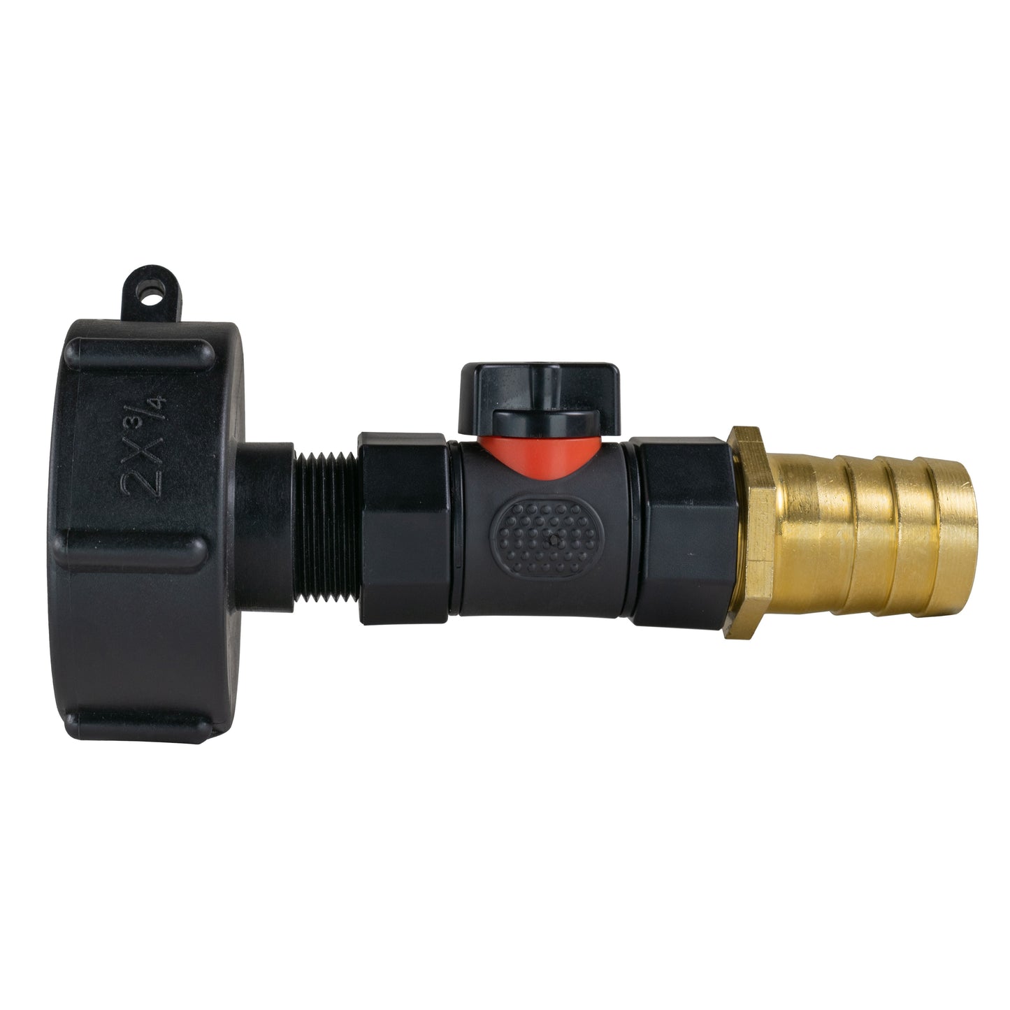 IBC 2 S60X6 Cap with In-Line BSPF Valve and 25mm Brass Barb for Garden Hose Pipe