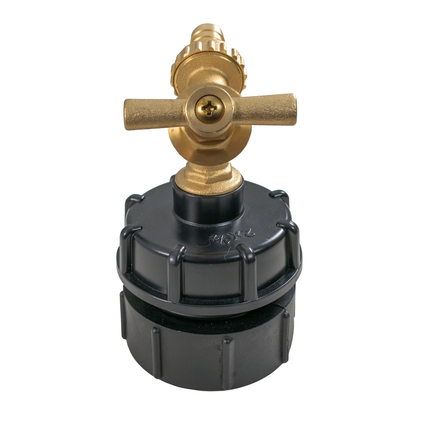 IBC 2 BSPF - S60X6 Cap with S60X6 - 1/2 BSPF Cap and Brass Bib Tap 1/2 Barb