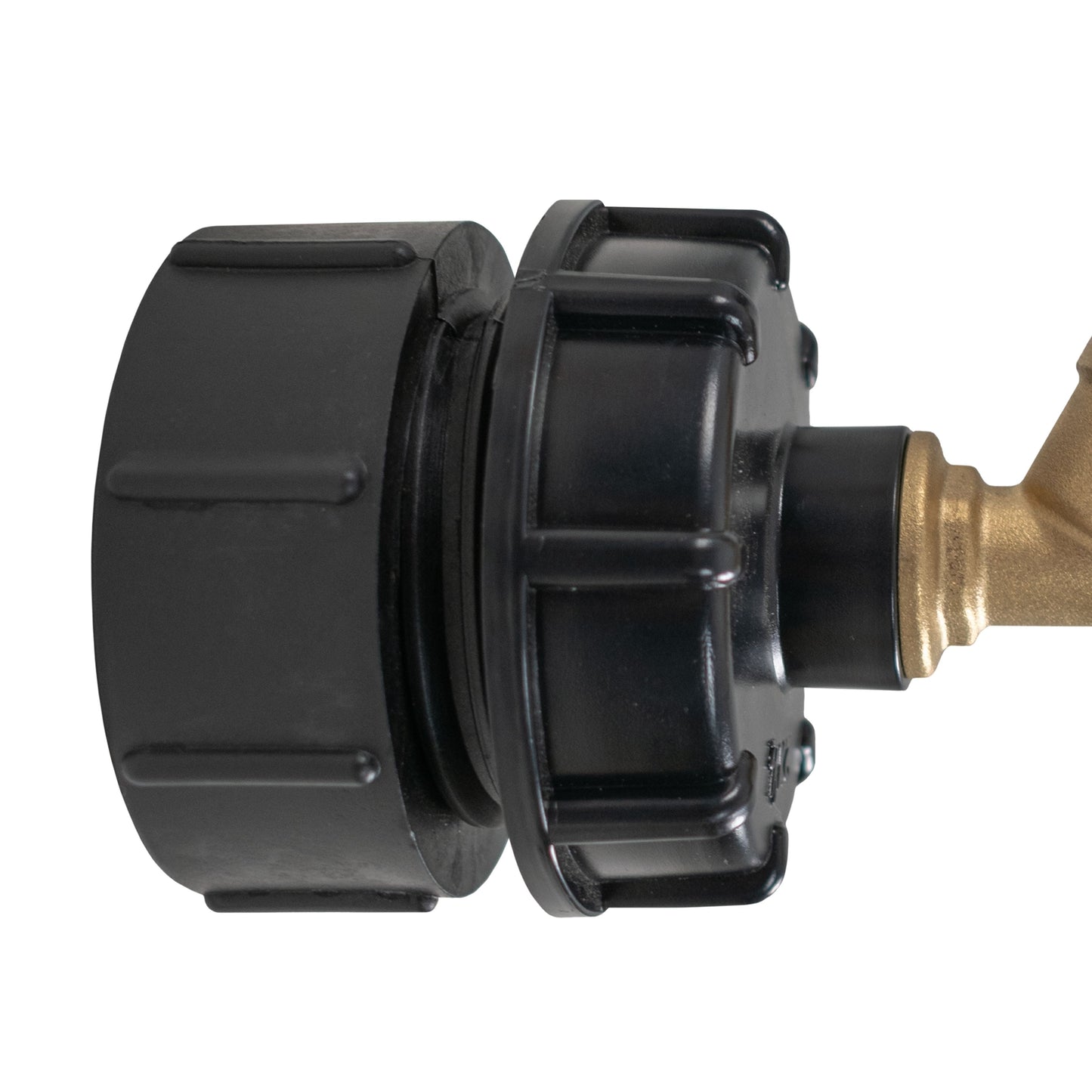 IBC 2 BSPF - S60X6 Cap with S60X6 - 1/2 BSPF Cap and Brass Bib Tap 1/2 Barb