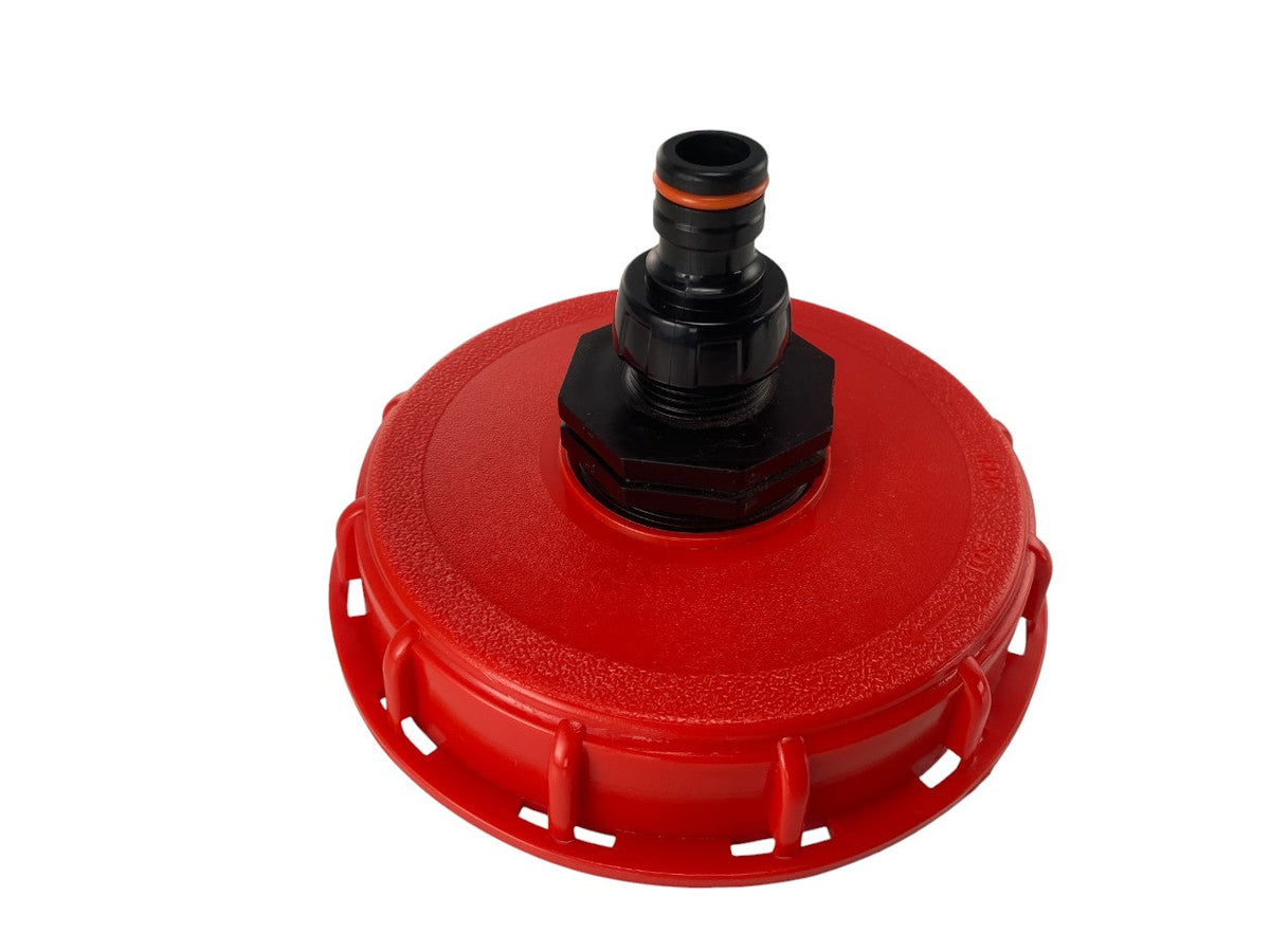 IBC 6-inch Cap Kit with 3/4” Hose Pipe Connector (Black)