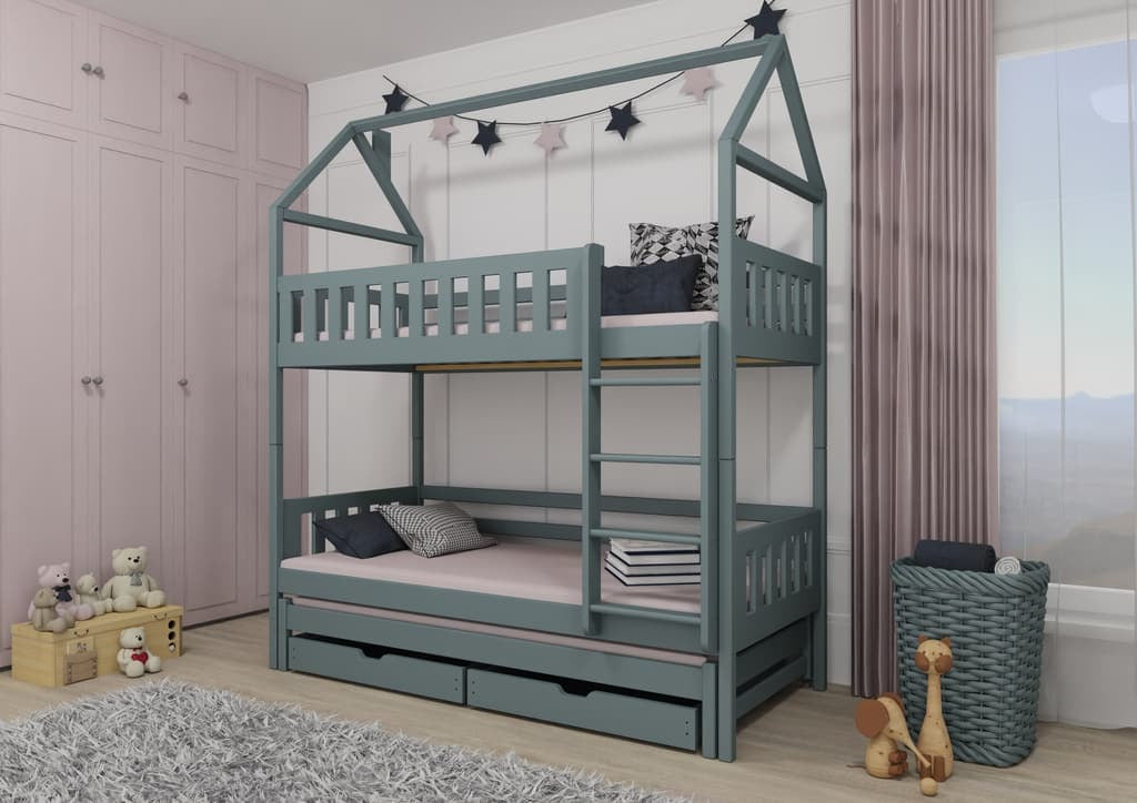 Iga Single (3ft) Solid Pine Bunk Bed with Trundle & Storage