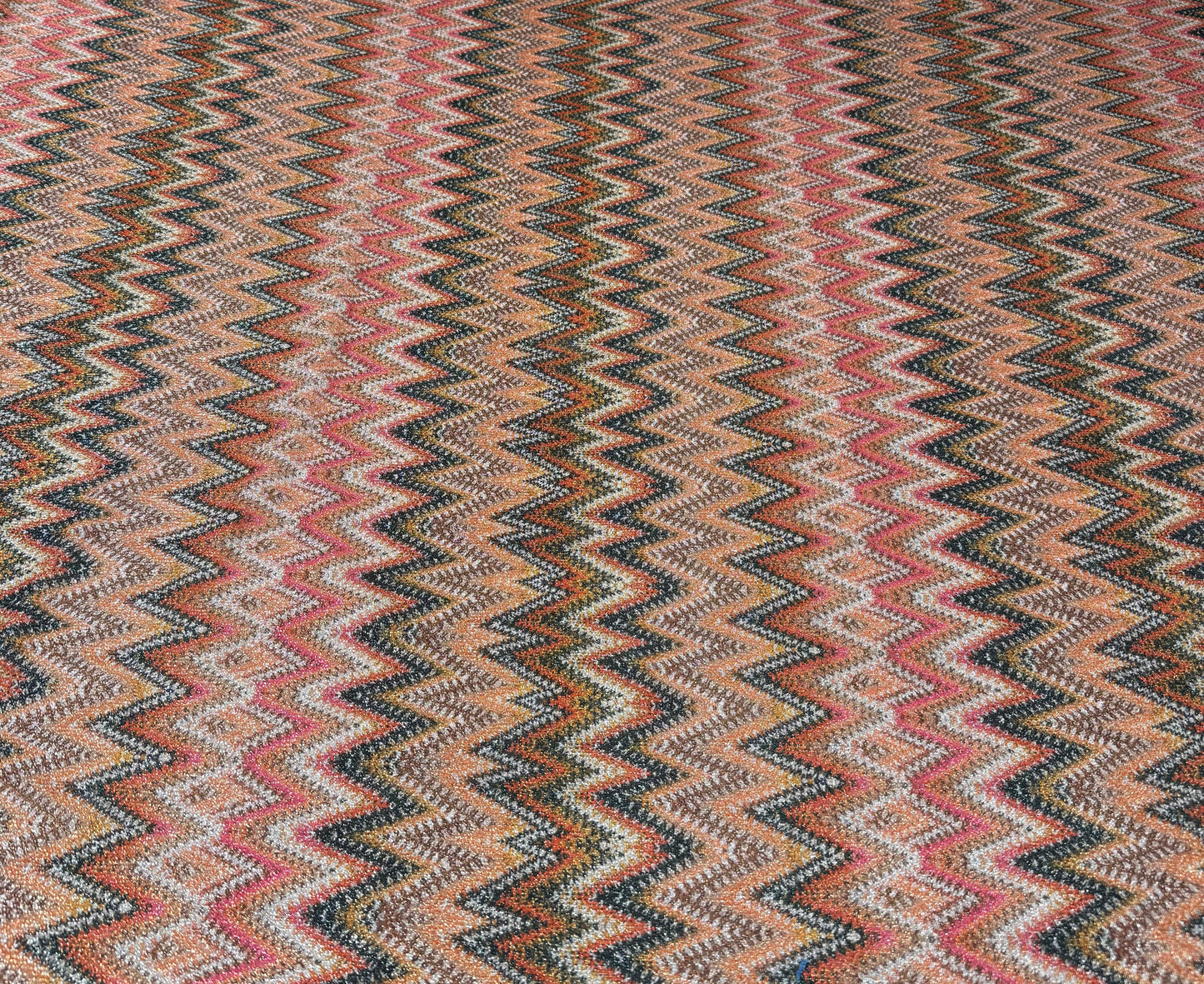 Textured Metallic Lurex Fabric Zigzag Earthy Tones by the Metre