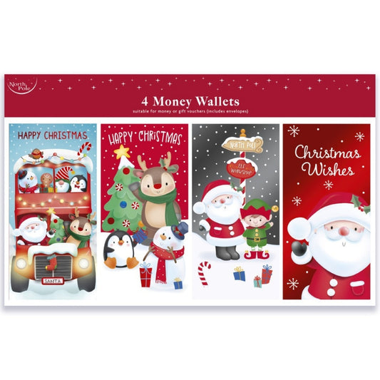 Christmas money wallets 4 pack - cute