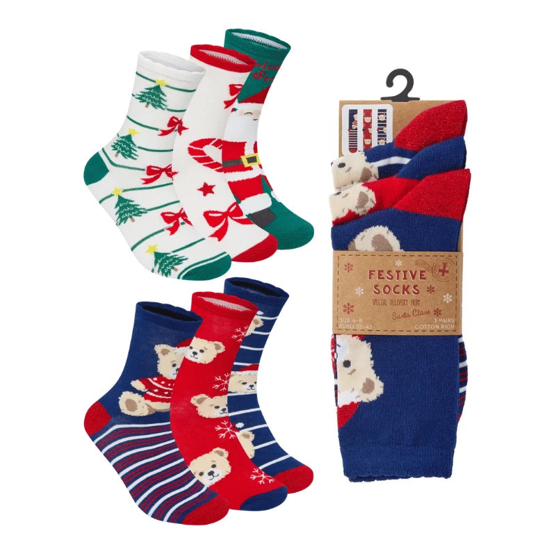 Ladies 3 pack Christmas socks