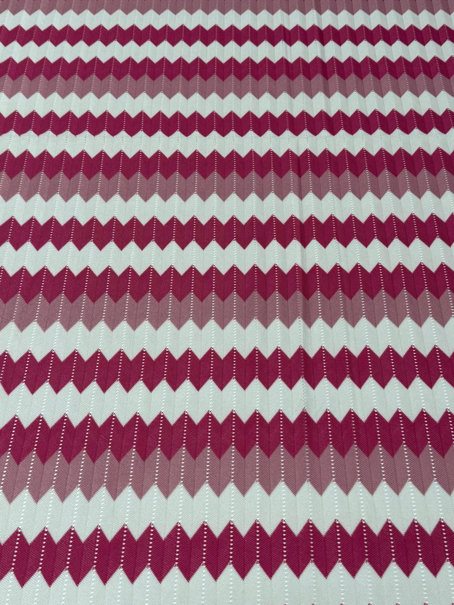 Pink Zigzag Mesh Knit Fabric by the Metre