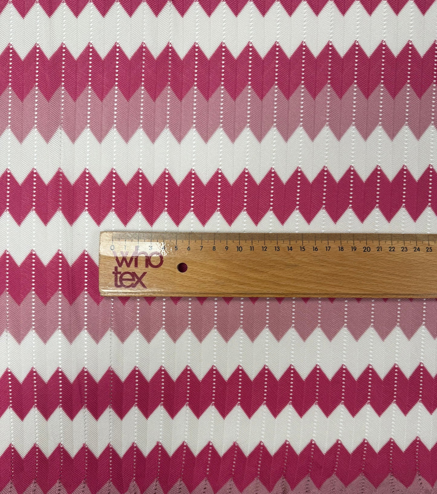 Pink Zigzag Mesh Knit Fabric by the Metre