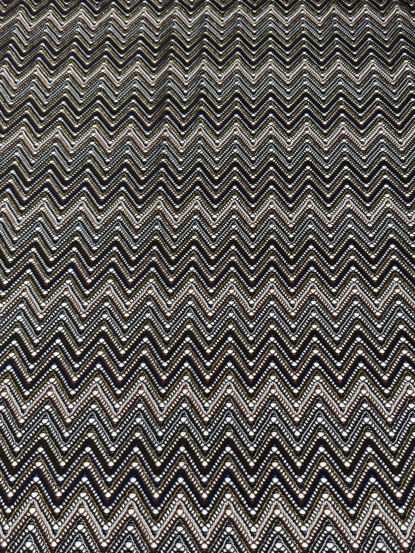 Monochrome Zigzag Mesh Knit Fabric by the Metre