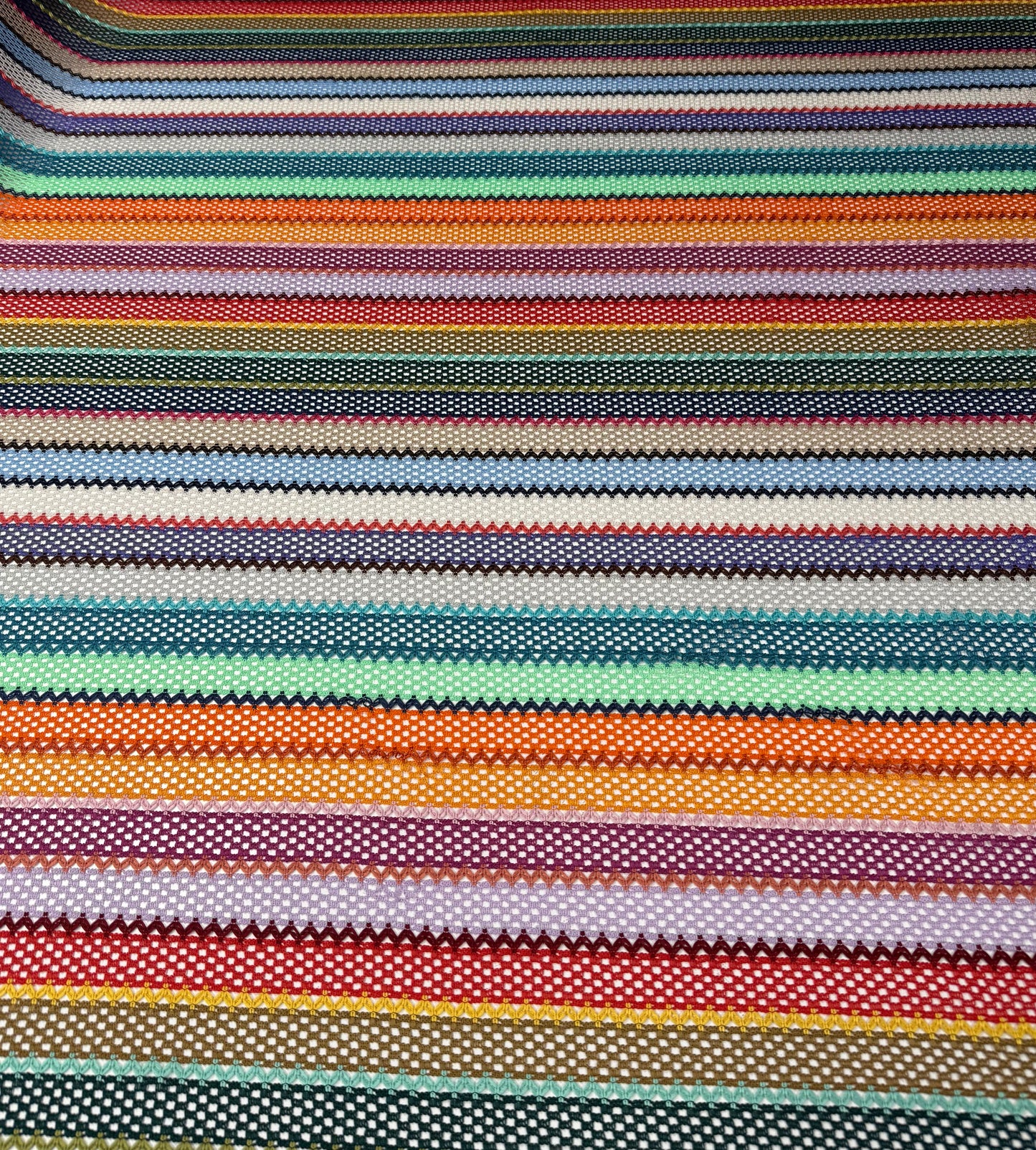 Multicolour Striped Mesh Knit Fabric by the Metre