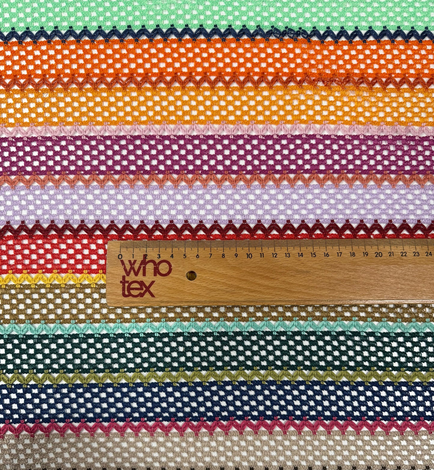 Multicolour Striped Mesh Knit Fabric by the Metre