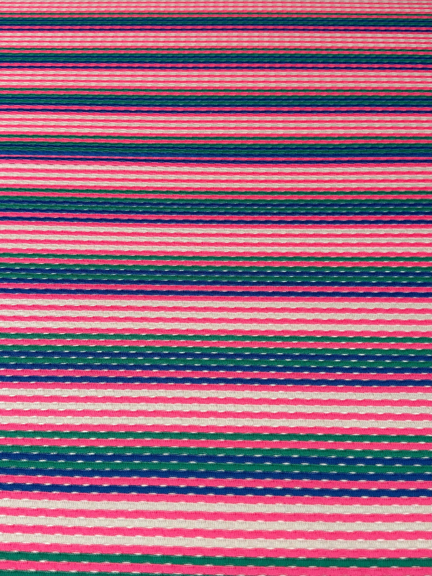 Multicolour Stripe Mesh Knit Fabric by the Metre
