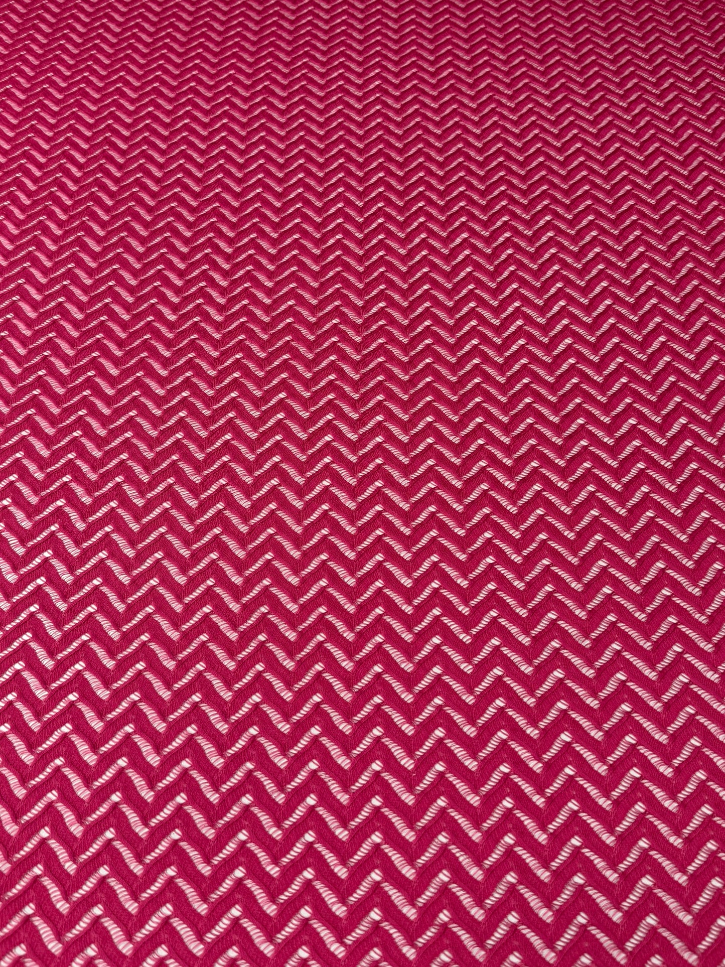 Hot Pink Zigzag Mesh Knit Fabric by the Metre