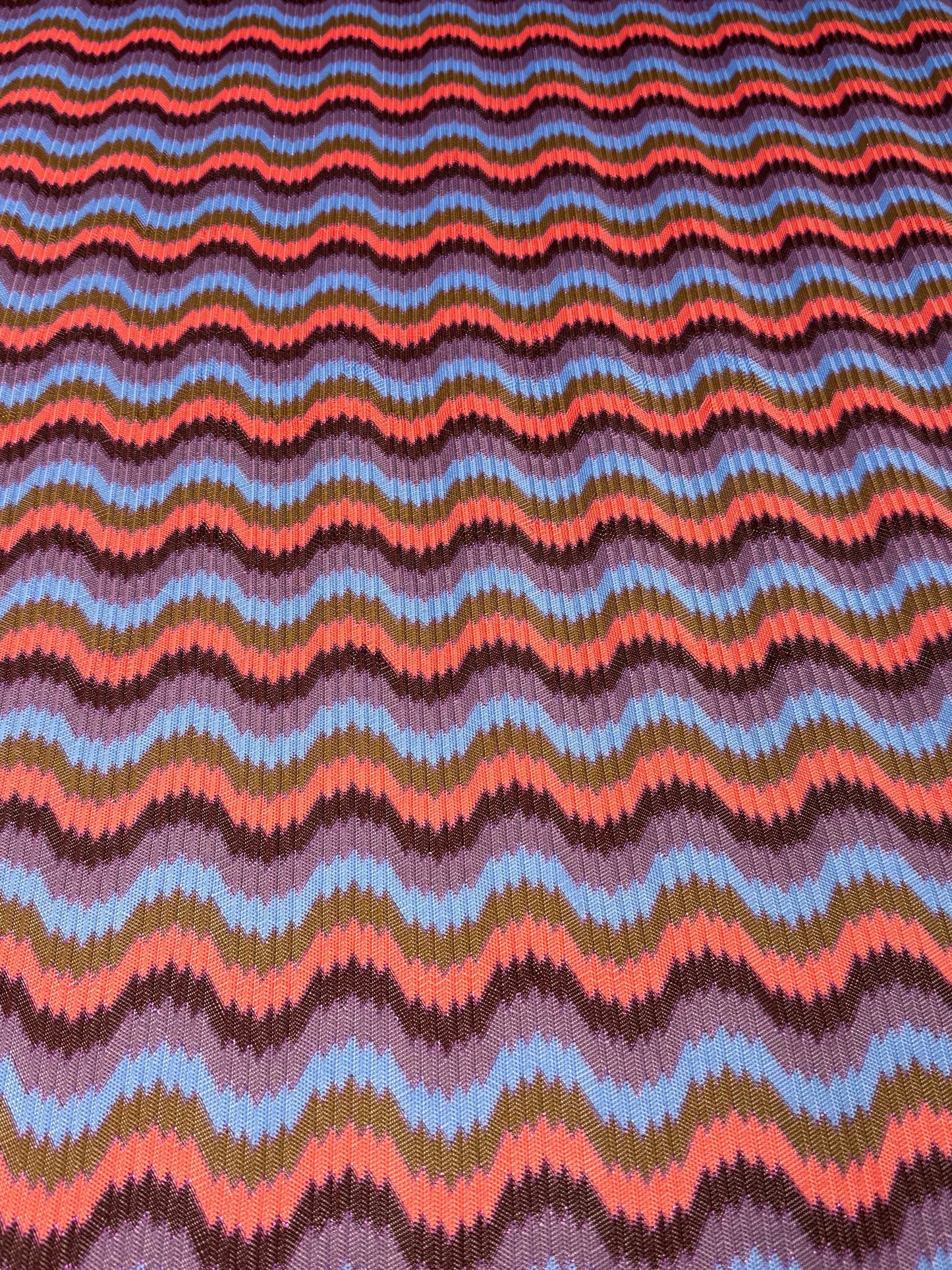 Multicolour Wave Mesh Knit Fabric by the Metre