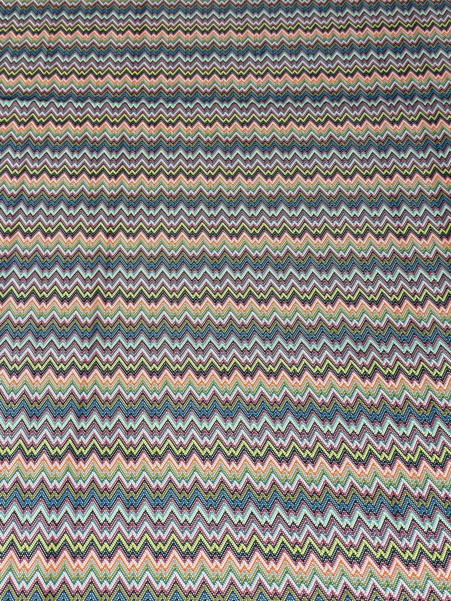 Multicolour Zigzag Mesh Knit Fabric by the Metre