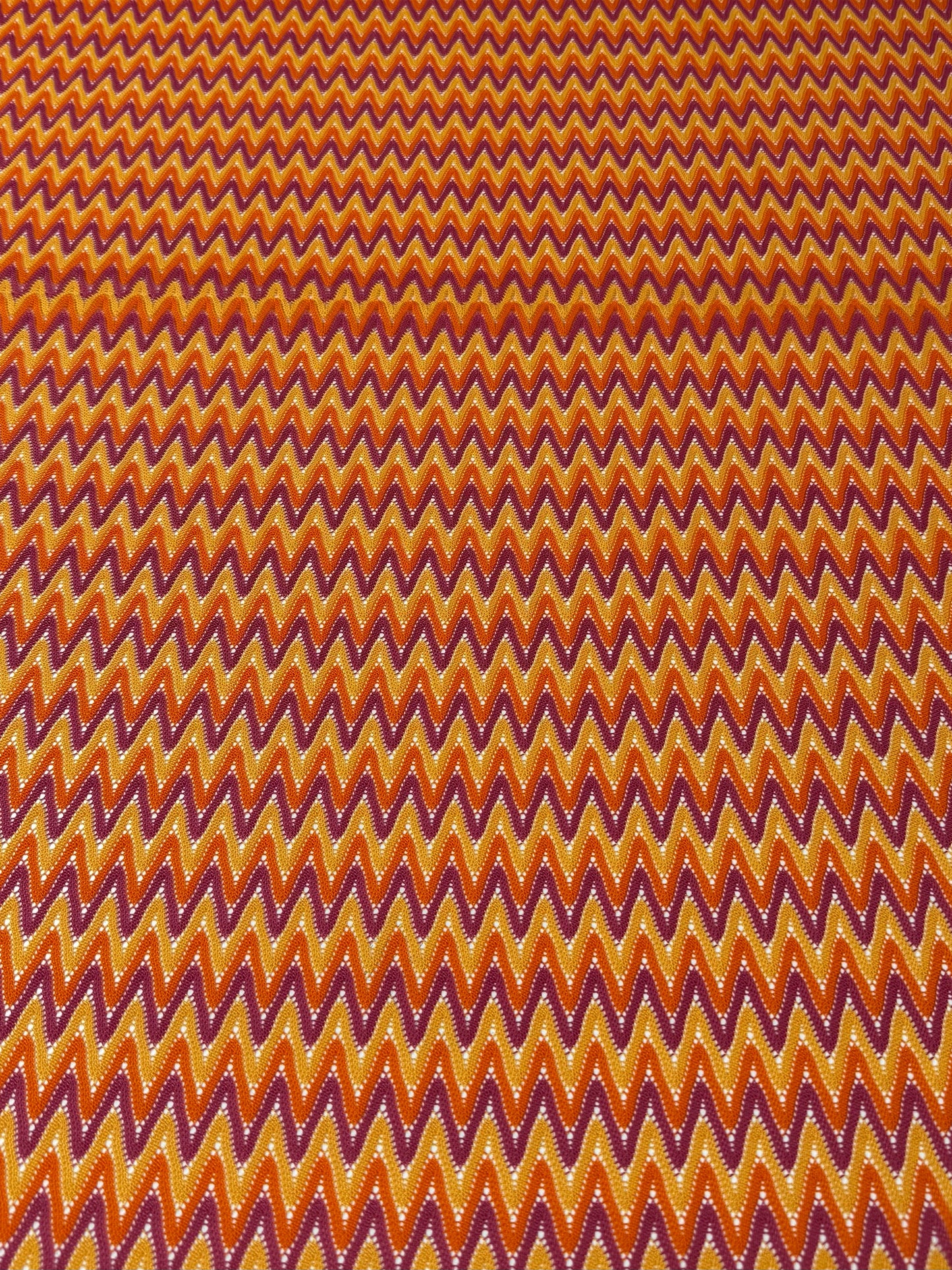 Orange Zigzag Mesh Knit Fabric by the Metre