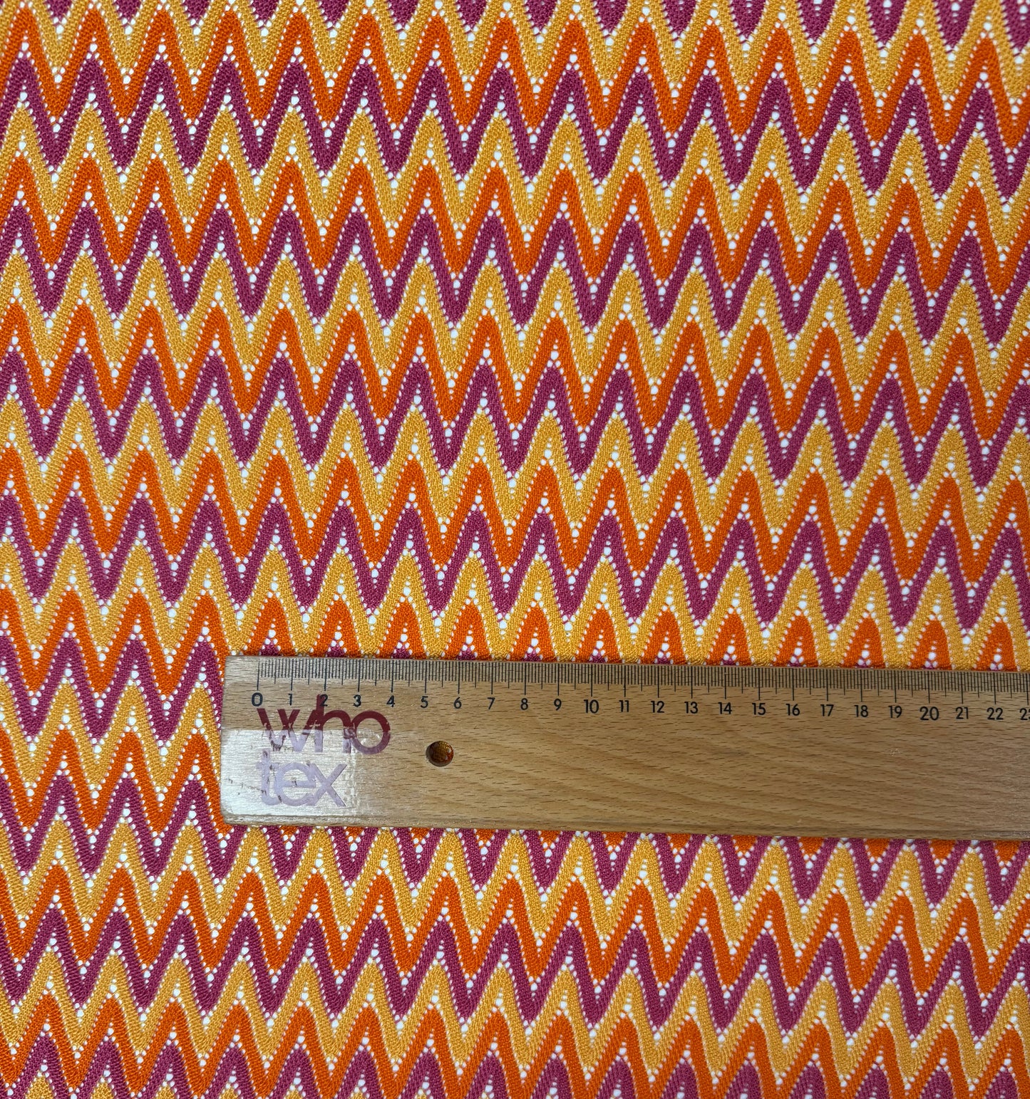 Orange Zigzag Mesh Knit Fabric by the Metre